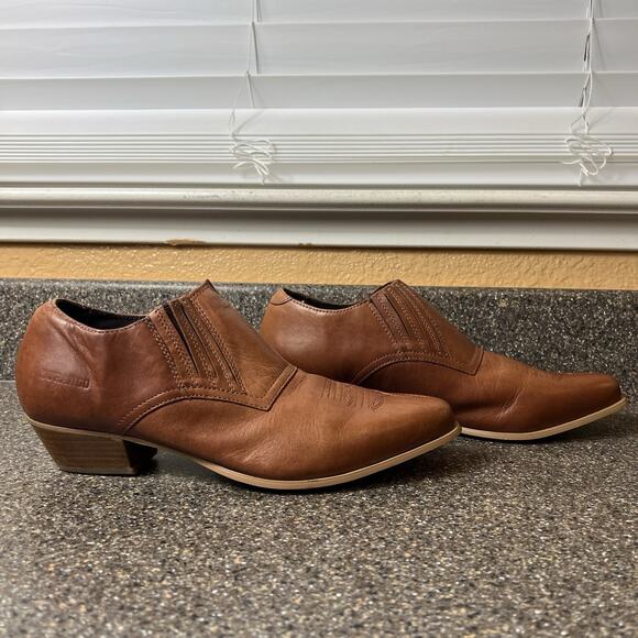 Durango Slip On Brown Leather Classic Western Ankle Bootie Womens 9M Pointed Toe - Picture 4 of 12